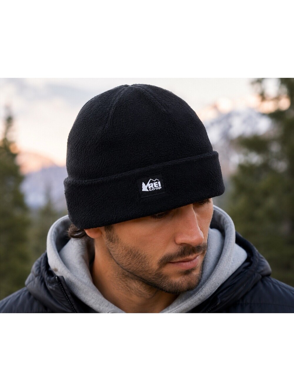 REI Co-op Fleece Beanie Hat Black Polyester One Size FREE SHIPPING